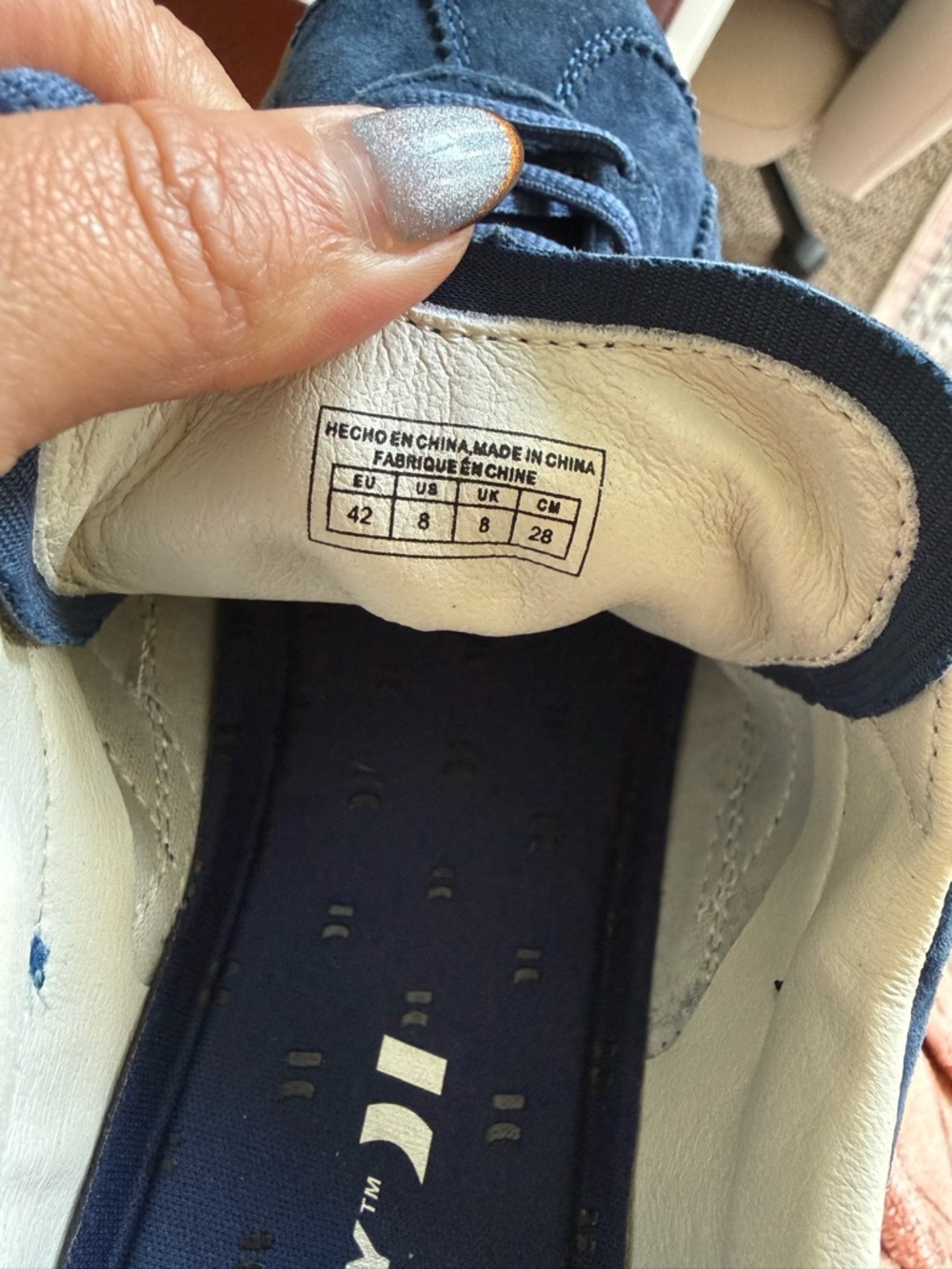 Coolway Navy Suede Sneakers with Light Blue Stripes and Green Heel - Picture 7 of 7